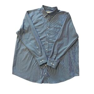 Oak Hill Classic Fit Non Iron Blue Stripe Dress Shirt Men‎ Size 18 35 36